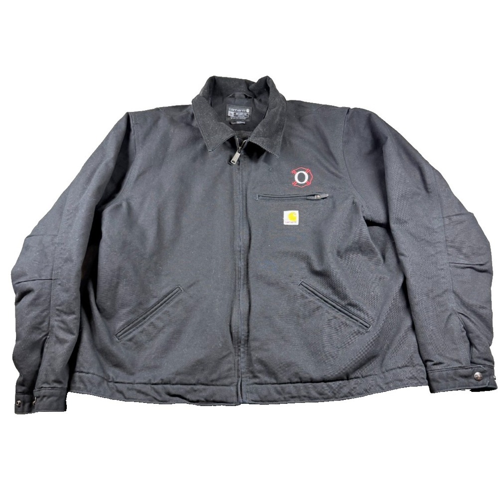 Carhartt Blanket Lined Detroit Jacket 2XL Black Fire Dept Work Coat